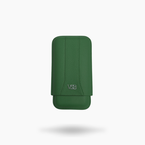 VSB London Three Finger British Racing Green Leather Cigar Case